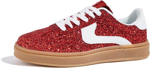 LUCKY STEP Women's Glitter Sneakers Fashion Retro Casual Sparkly Bling Shiny Dressy Bedazzled Bridal Wedding Anti Slip Walking Shoes in Saudi Arabia