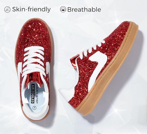 LUCKY STEP Women's Glitter Sneakers Fashion Retro Casual Sparkly Bling Shiny Dressy Bedazzled Bridal Wedding Anti Slip Walking Shoes in Saudi Arabia