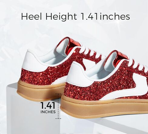 LUCKY STEP Women's Glitter Sneakers Fashion Retro Casual Sparkly Bling Shiny Dressy Bedazzled Bridal Wedding Anti Slip Walking Shoes in Saudi Arabia