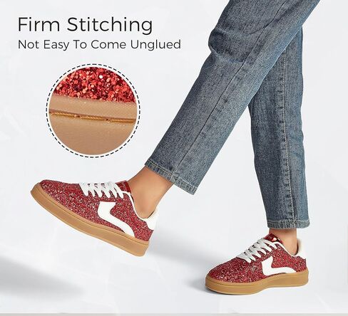 LUCKY STEP Women's Glitter Sneakers Fashion Retro Casual Sparkly Bling Shiny Dressy Bedazzled Bridal Wedding Anti Slip Walking Shoes in Saudi Arabia