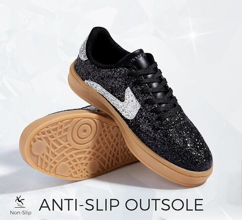 LUCKY STEP Women's Glitter Sneakers Fashion Retro Casual Sparkly Bling Shiny Dressy Bedazzled Bridal Wedding Anti Slip Walking Shoes in Kuwait