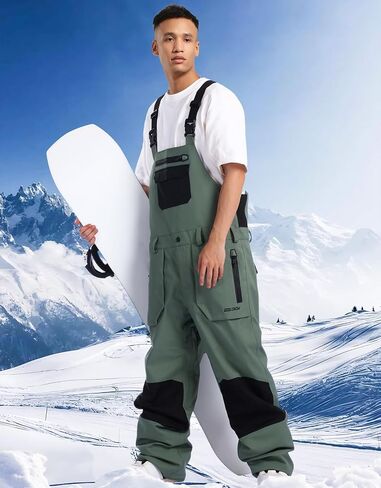 رجل على الجليد المرايل التزلج السراويل التزلج على الجليد وزرة للماء يندبروف الأشرطة قابل للتعديل الشتاء الرياضة الدافئة in Saudi Arabia