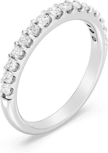 GILDED 925 Sterling Silver & 14K Gold Plated Anniversary Bands for Women in 1/4 ctw or 1/2 ctw Lab Grown Diamond | Anniversary Wedding Band | Promise Rings | Eternity Stackable Rings for Women Size 7 in Saudi Arabia