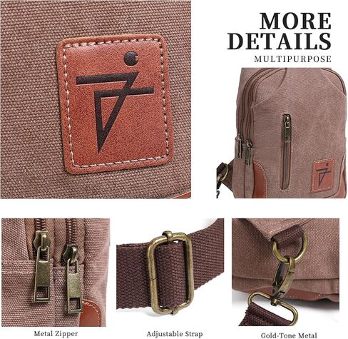 Men Sling Bag Wax Canvas Crossbody Bag Travel Hiking Chest Bag Right left or Front back Men Purse Water Resistant in Saudi Arabia