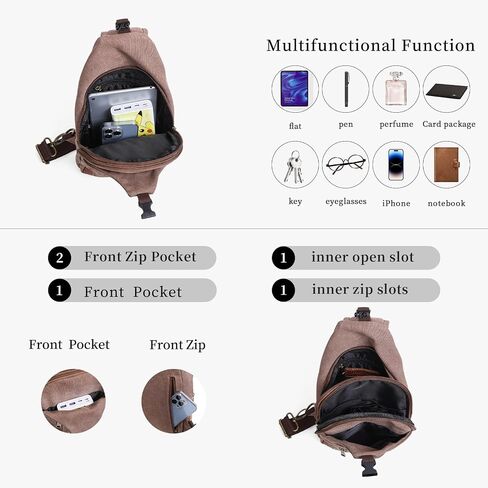 Men Sling Bag Wax Canvas Crossbody Bag Travel Hiking Chest Bag Right left or Front back Men Purse Water Resistant in Saudi Arabia