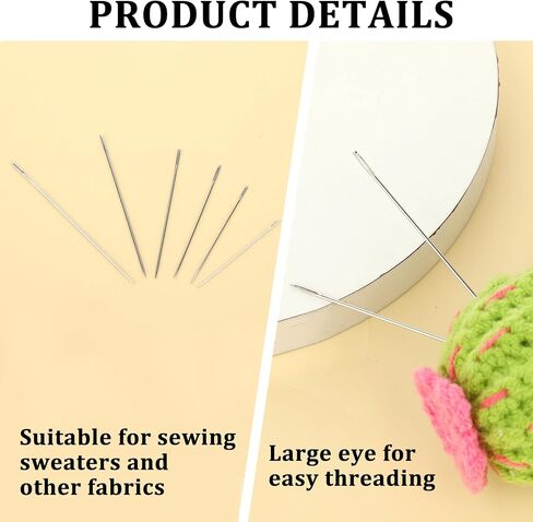 78 Pcs Large Eye Sewing Needles, Assorted Sizes Large Eye Sewing Needles Hand Sewing Needles Embroidery Needles Stainless Steel Quilting Needle with Threaders and for Hand Sewing in Saudi Arabia