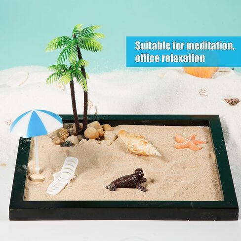 Zen Garden Kit for Desk, Japanese Mini Zen Sand Garden Box Zen Desk Decor Mini Beach Zen Garden with Tray Sand Tool Desktop Meditation Accessory Gift for Home Office in Saudi Arabia