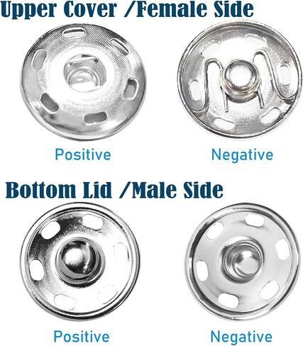JOSDIOX 3/4" Sew-on Snap Buttons 50 Sets, Sew on Metal Snaps Fasteners Press Studs Buttons, Snaps for Fabric 19mm(Silvery) in Saudi Arabia