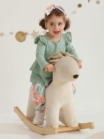 Baby Girl Clothes Solid Color Long Sleeve Ruffle Tops Pants Headband 3PCS Outfits Set in Saudi Arabia