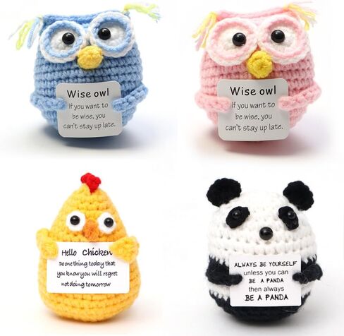 25PCS Mini Funny Positive Crochet Animals Bulk Emotional Support Plushies Handmade Emotional Support Crochet Animals Inspirational Gifts for Women Men Employee Appreciation Gifts Bulk in Saudi Arabia