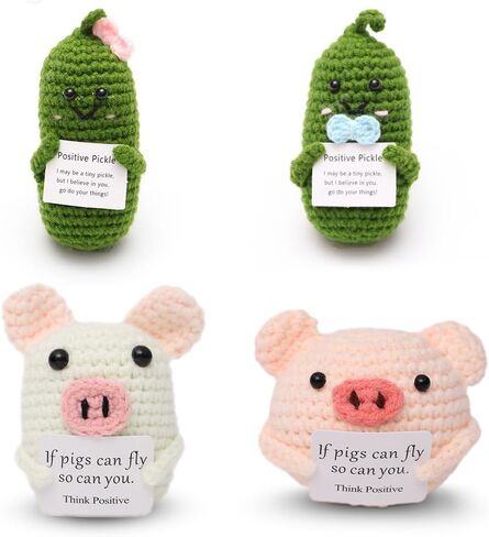 25PCS Mini Funny Positive Crochet Animals Bulk Emotional Support Plushies Handmade Emotional Support Crochet Animals Inspirational Gifts for Women Men Employee Appreciation Gifts Bulk in Saudi Arabia