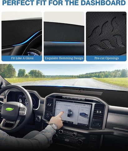 FIILINES Dash Cover for Ford F-150 F150 2021-2024, Dashboard Mat Cover Sunshade Nonslip Mesh Protector No Glare Black in Saudi Arabia