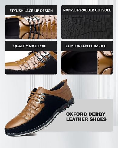 Recyphi Men’s Oxford Derby Orthopedic Leather Shoes Formal Luxury Business Dress Shoes Lace-up Walking Driving Loafers Dress Sneakers in Saudi Arabia
