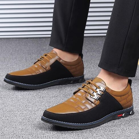 Recyphi Men’s Oxford Derby Orthopedic Leather Shoes Formal Luxury Business Dress Shoes Lace-up Walking Driving Loafers Dress Sneakers in Saudi Arabia