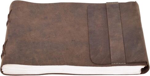 Leather Journal Daily Travel Diary, Handmade Vintage Bound Rustic Notebook, Genuine Buffalo Leather-Premium Quality Lined/Unlined, Brown/Cream,Deckled Edged Paper/Antique key, Art Sketchbook, Brown (7x10 Inches - Cream Unlined Green) in Saudi Arabia