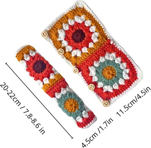 Crochet Automotive Seat Belt Cover Pad, Cute Sunflower Car Accessories for Women, Shoulder Pads Cushions, Daisy Granny Square Crochet Accessories 2 PCS (Brown-Orange Sunflower) in Saudi Arabia