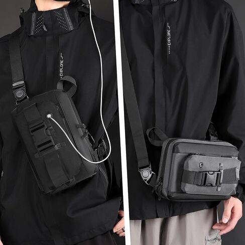 Barsine Crossbody Bags Sling Backpack for Men Chest Bag Daypack Small Fanny Pack for Travel, Black in Saudi Arabia