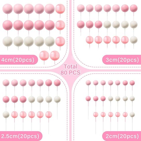 80 قطعة كرات كعكة توبر بالونات كب كيك توبر لتقوم بها بنفسك كرات اللؤلؤ كعكة إدراج توبر حفلة عيد ميلاد كعكة الزفاف لوازم الديكور - الذهب in Kuwait