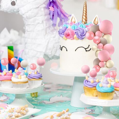 80 قطعة كرات كعكة توبر بالونات كب كيك توبر لتقوم بها بنفسك كرات اللؤلؤ كعكة إدراج توبر حفلة عيد ميلاد كعكة الزفاف لوازم الديكور - الذهب in Kuwait