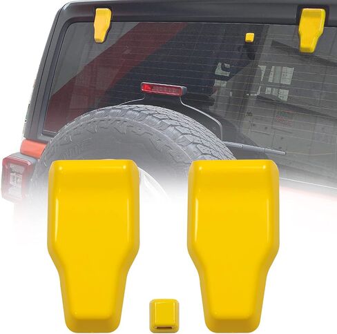 Rear Tail Door Window Hinge & Rear Rain Wiper Nozzle Decorative Cover Trim Compatible for Jeep Wrangler JL 2018-2021 ABS 3pcs(Yellow) in Saudi Arabia