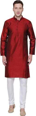 Maple Clothing Men's Kurta Pajama Poly Silk Indian Wedding Party Dress in Kuwait