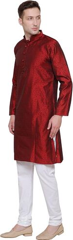 Maple Clothing Men's Kurta Pajama Poly Silk Indian Wedding Party Dress in Kuwait