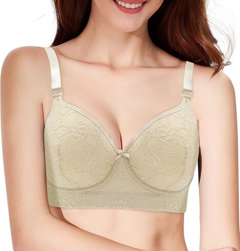 Plus Size Push Up Bras for Women, Back Fat Smoothing Bra Lace Underwire Full Coverage Padded Bras with Support in Saudi Arabia