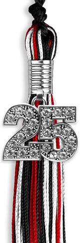 Endea Graduation Mixed Triple Color Tassel with Silver Bling Charm (Black/Red/White, 2025) in Saudi Arabia
