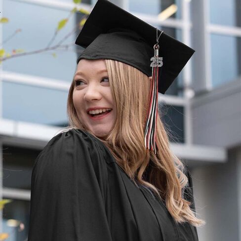 Endea Graduation Mixed Triple Color Tassel with Silver Bling Charm (Black/Red/White, 2025) in Saudi Arabia