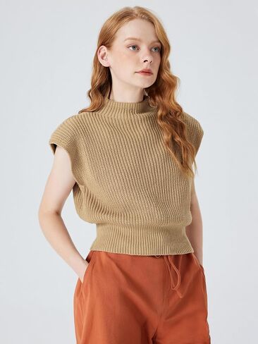 CIDER Solid High Neck Knit Vest in Saudi Arabia