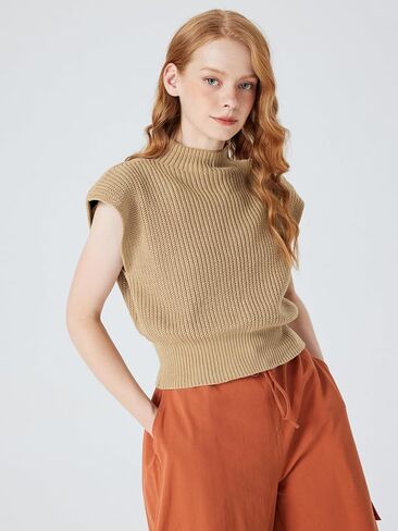 CIDER Solid High Neck Knit Vest in Saudi Arabia