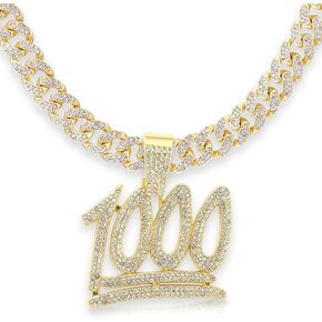 EMESLY Solid Miami Cuban Link Rope Chain Gold/Silver Pendant Necklace (16, 18, 20, 22, 24, 30 Inches Length); Perfect Iced Out Bling Hip Hop Jewelry Gift for Men & Women