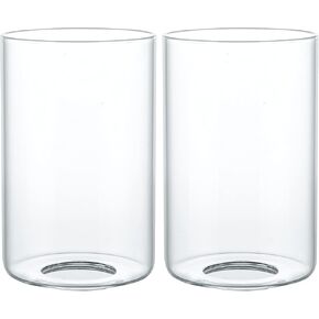 Skelang 2 Pcs Clear Glass Shade, Cylinder Glass Lamp Shade with 1-5/8" Fitter, Lampshade Replacement for Lighting Fixture, Chandelier, Table Lamps, Wall Lamp