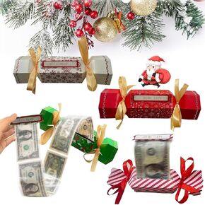 ZRW 4PCS Christmas Surprise Money Pull Pouch,Candy Inspired Pull out Money Pouch,Fun Ways to Give Cash, Cash Candy Gift Pouch Surprise Box Gift Box