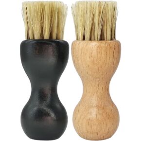 2 Pcs Bristle Shoes Brush Wooden Handle Brushes Polish Dauber Brush Cleaning Care Brushes Shoe Polish Applicator Brushes for Leather Boots