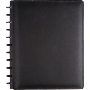 TUL Custom Note-Taking System Discbound Notebook, Letter Size, Leather Cover, Black