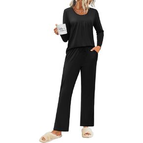 Ekouaer Pajamas for Women Set Soft Sleepwear Fall Long Sleeve Top With Pants Comfy 2 Piece Pjs Loungewear