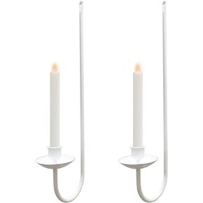 Metal Wall Candle Sconce Holder Set of 2 Wall Mount Candle Holders Modern Wall Candle Sconces Hanging for Living Room Farmhouse Fireplace Wedding 16.5"×5"×3" (Black)