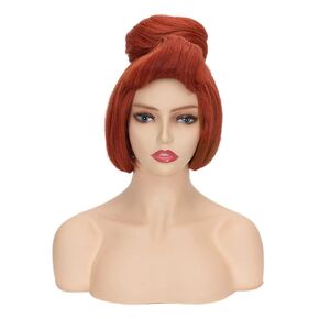Coraline 50s Women Wig 60s Short Red Vintage Updo Costume Bun Party Wig (Red)