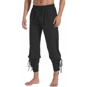 PACEIADTA بنطال رجالي برباط للكاحل من القرون الوسطى الفايكنج الملاح القراصنة زي بنطلون عصر النهضة in Kuwait