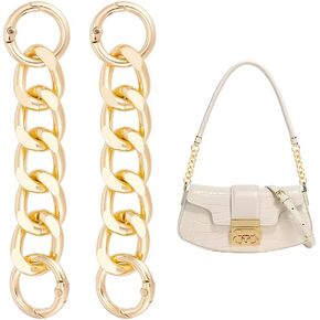 UNICRAFTALE 2Pcs 4.25" Purse Extender Chain Light Gold Bag Chain Strap Replacement with Spring Gate Ring Purse Chain Strap Replacement for Handbags Purse Making