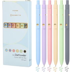 FIOVER Colored Pens, 6 Pack Colorful Gel Pens, Medium Point 0.7mm, Smooth Writing Pens Multicolor for Journaling, Drawing, Doodling, and Note Taking