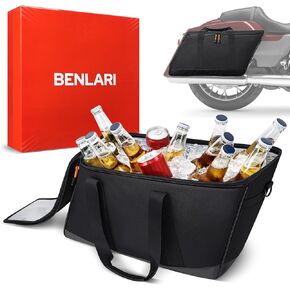 Benlari Saddlebag Cooler Bag, Insulated Saddle Bag Cooler Leakproof PVC 900D Oxford Motorcycle Insert Cooler Fit for Harley Touring Road Glide Street Glide Road King Electra Glide 1993-2024 (1 Bag)
