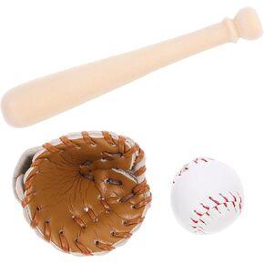 Toyvian Dollhouse Accessories Miniatures Sports Baseball Kits Bat Glove Ball Set Miniature Baseball Kit for Mini House Sport Fairy Garden Cake Topper Decoration Brown
