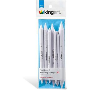 KINGART (135 10 PCS Blending Stumps and Tortillions, Paper Art Blenders for Student Artist Charcoal Sketch Drawing Tools