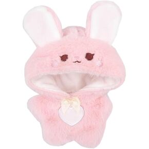 niannyyhouse 10cm Plush Doll Clothes Loose Onesies Penguin Rabbit Bear Fox Pig Bodysuit Doll Dress Up (Pink)