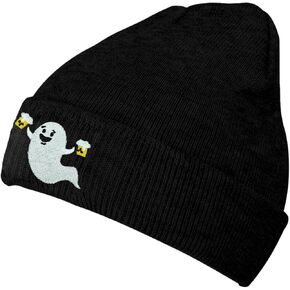 Black Beanie Hat for Men Women Embroidered Knit Winter Beanies Cap