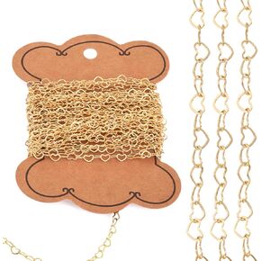 Craftdady 5M 14K Gold Filled Heart Link Chains 5x3.5mm Soldered Brass Bracelet Necklace Designer Chains Simple Chain Gold Chain Necklace Collection for Men Women DIY Jewelry Making