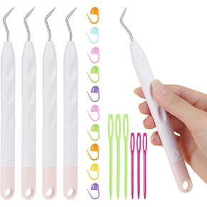Coopay Knitting Loom Hook Set, 4Pcs Loom Hook for Knitting Looms and Knitting Boards, Loom Hooks with 10 Stitch Markers and 6 Plastic Large Eye Pins, Perfect for Beginner, Knitter and Crocheter
