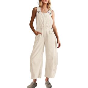 Yanekop Womens Overalls Casual Loose Jumpsuit Wide Leg Pants Sleeveless Bib Overalls Baggy Harem Barrel Pants